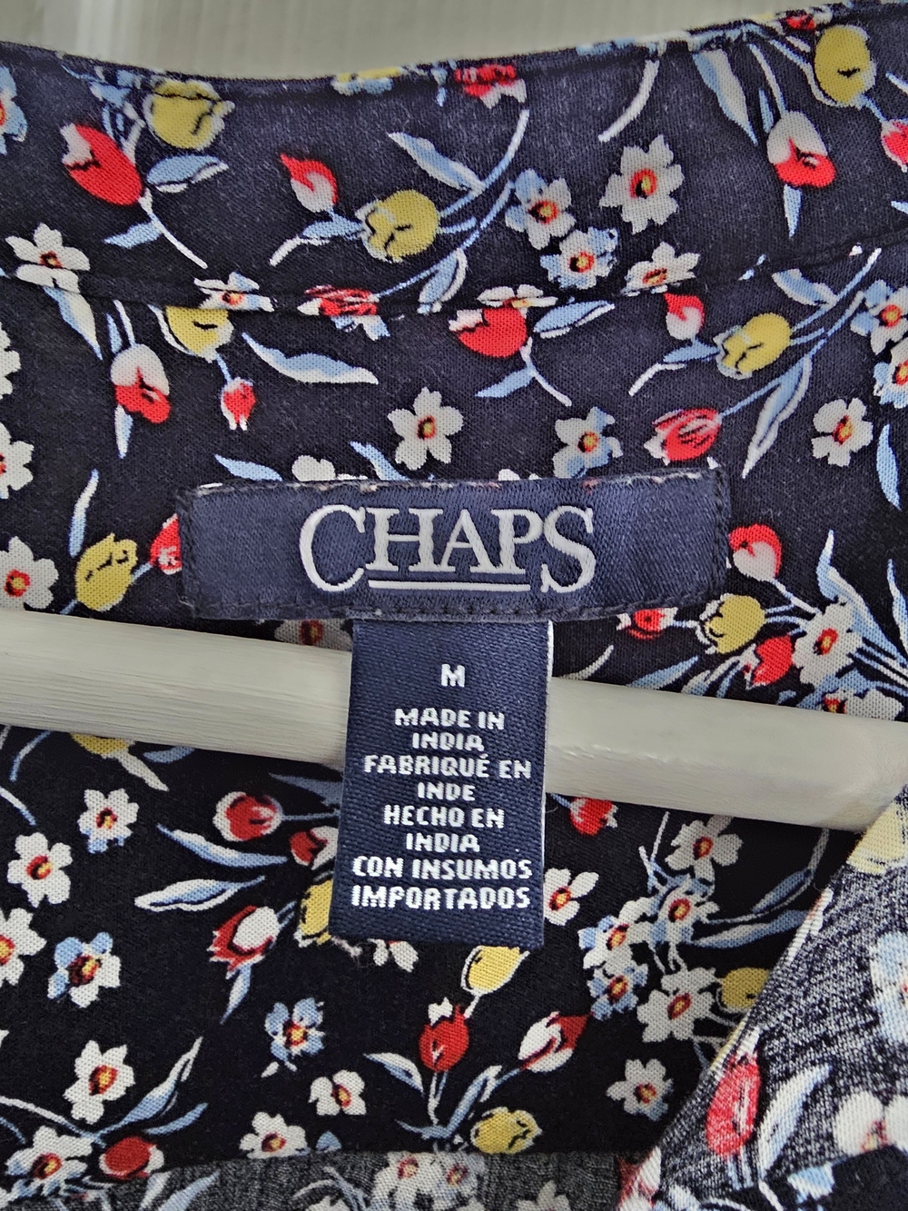 CHAPS M Navy Floral Sleeveless Button Front Tiered Maxi Dress Tie Waist - Picture 11 of 15